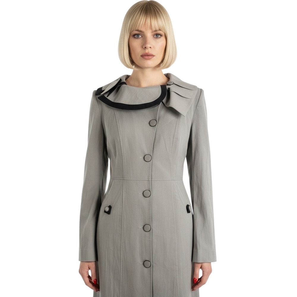 KIRMIZUGUL VINTAGE PARDESU TRENCH COAT GREY LONG COAT WOMAN SIZE SMALL